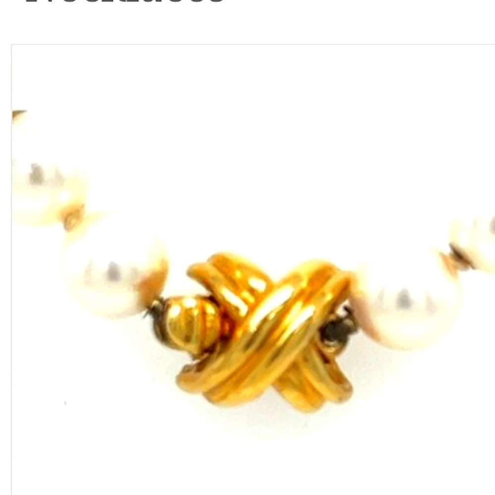 SOLD IN OUR STORE Tiffany & Co. 18K "X" Yellow Gold Cultured Pearls - Picture 7 of 10